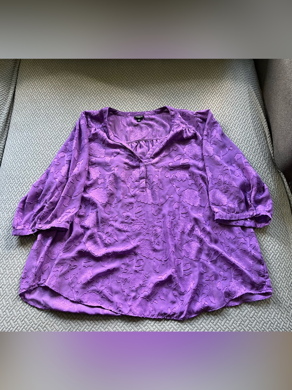 Torrid Harper Sheer Purple 3/4 Sleeve Floral Blouse